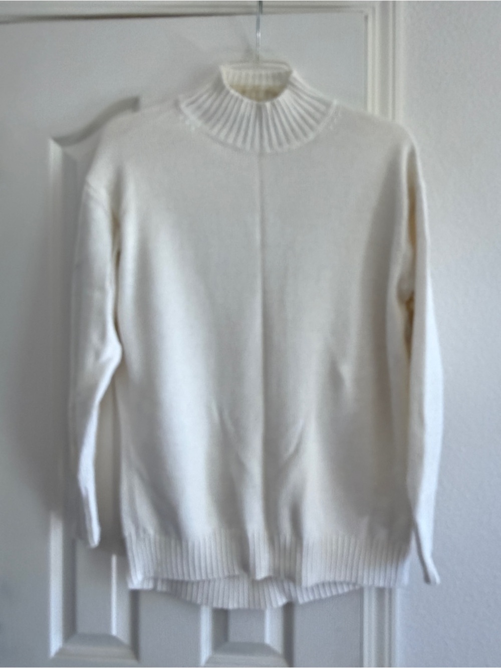 Old Navy Cream Ribbed Mock Neck Tunic Sweater - Women